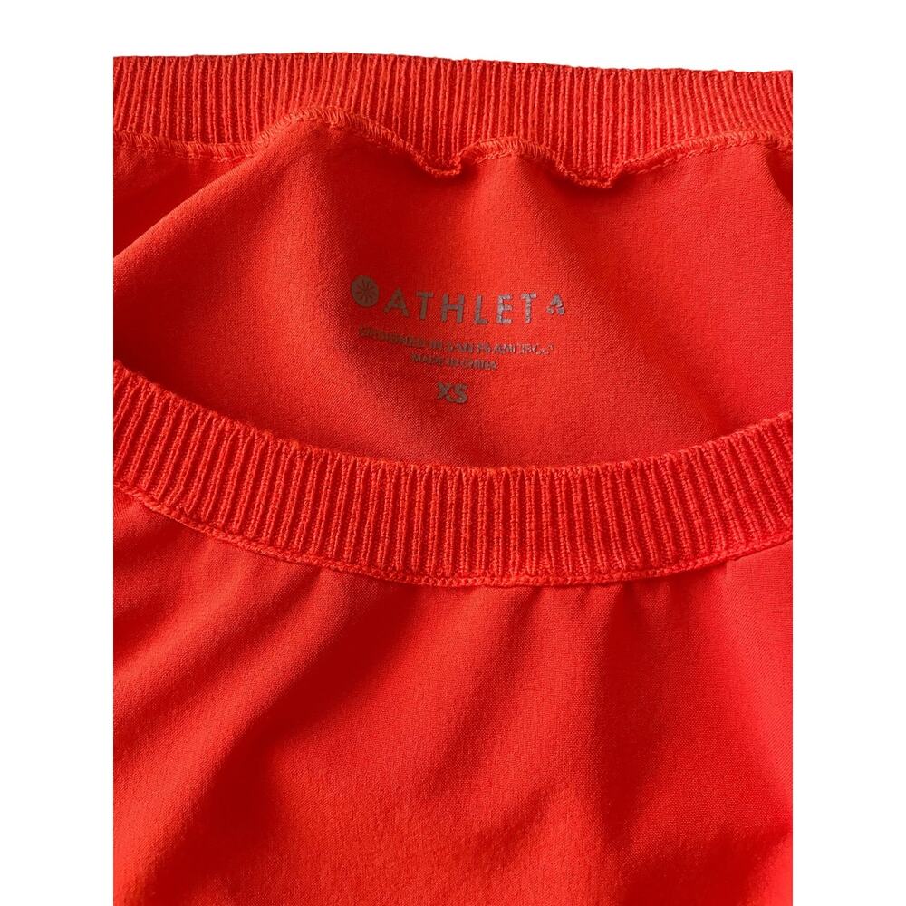 Athleta Vibrant Orange Sleeveless High-Neck Tie-Waist Athleisure Dress XS - Picture 2 of 7